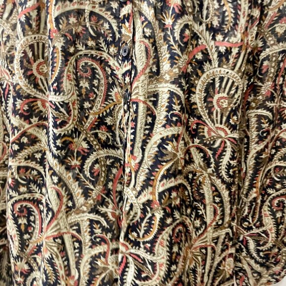 J.CREW BOHOCHIC PAISLEY TUNIC SZ SMALL 100%COTTON BLACK/PINK/BEIGE - Picture 3 of 16